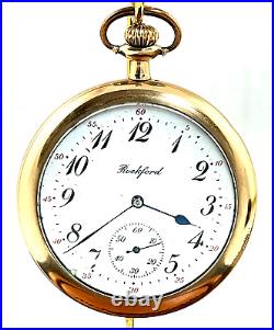 1911 Rockford Pocket Watch Grade 335 12s 17j Gold Filled Case Model 2 Runs Great