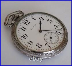 1912 Elgin 16 Size Grade 313 Pocket Watch 15j Mvmt Railroad Style Dial Case Runs