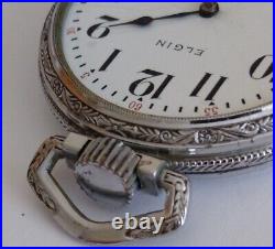 1912 Elgin 16 Size Grade 313 Pocket Watch 15j Mvmt Railroad Style Dial Case Runs