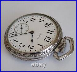 1912 Elgin 16 Size Grade 313 Pocket Watch 15j Mvmt Railroad Style Dial Case Runs