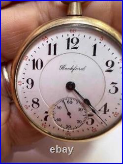 1913 Rockford Pocket Watch Grade 325 12s 17j Gold Filled Case Model 2 Runs