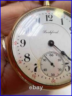 1913 Rockford Pocket Watch Grade 325 12s 17j Gold Filled Case Model 2 Runs