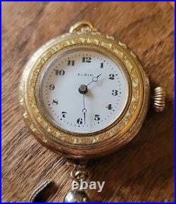 1914 ELGIN 0s 7j Grade 298 Model 2 Pendant Watch 10K GF ILLINOIS Case RUNS