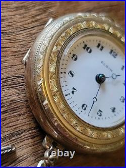 1914 ELGIN 0s 7j Grade 298 Model 2 Pendant Watch 10K GF ILLINOIS Case RUNS