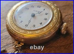 1914 ELGIN 0s 7j Grade 298 Model 2 Pendant Watch 10K GF ILLINOIS Case RUNS