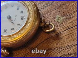1914 ELGIN 0s 7j Grade 298 Model 2 Pendant Watch 10K GF ILLINOIS Case RUNS