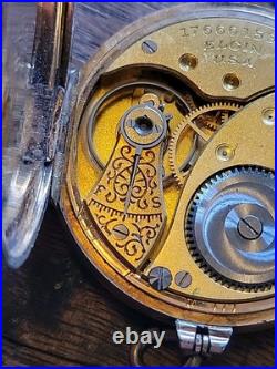1914 ELGIN 0s 7j Grade 298 Model 2 Pendant Watch 10K GF ILLINOIS Case RUNS