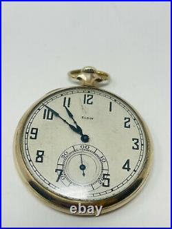 1917 Elgin Pocket Watch 14K Yellow Gold Filled Case Runs-Grade 384 17j 12s
