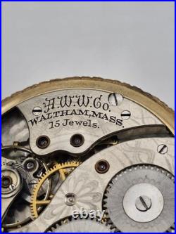 1918 Waltham 15J Pocket Watch Urn Dial Fahys Bristol GF Case Runs Great