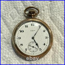 1919 Elgin Pocket Watch 20 Year GF Open Face Case Size 12 with15 Jewel Movement