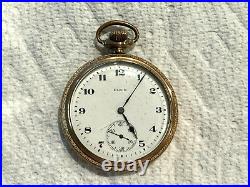 1919 Elgin Pocket Watch 20 Year GF Open Face Case Size 12 with15 Jewel Movement