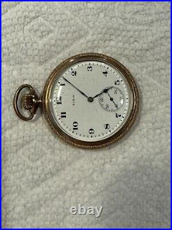 1919 Elgin Pocket Watch 20 Year GF Open Face Case Size 12 with15 Jewel Movement