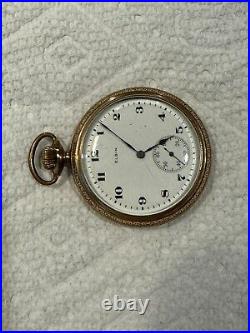 1919 Elgin Pocket Watch 20 Year GF Open Face Case Size 12 with15 Jewel Movement