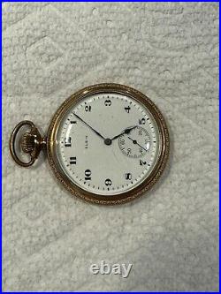 1919 Elgin Pocket Watch 20 Year GF Open Face Case Size 12 with15 Jewel Movement