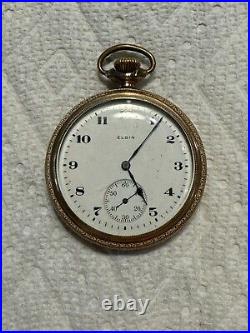 1919 Elgin Pocket Watch 20 Year GF Open Face Case Size 12 with15 Jewel Movement