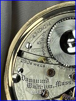 1919 Waltham 16s 23j Grade Vanguard Model 1908 RR Pocket Watch Nice 10K GF Case