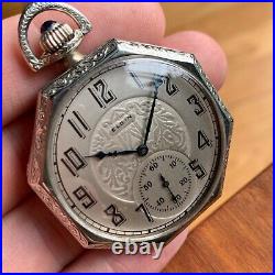 1920 Elgin grade 345 12S 17 Jewels Octagon Case Pocket Watch Serviced