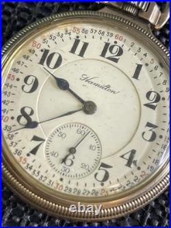 1920 Hamilton 992 RR Pocket Watch 16s 21j Model 2 10k GF Keystone Case Runs