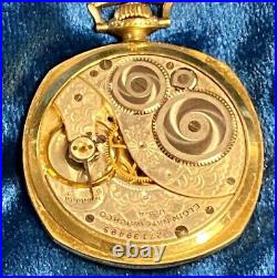 1920's Elgin Pocket Watch, Art Deco Style, 14k Gold Filled Square Case