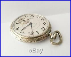 1921 Illinois 17 Jewels Size 12s Pocket Watch 14k White Gold Filled Case Runs