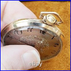 1925 Elgin Pocket Watch, Art Deco Style, 10K Gold Filled Case, Clean Condition