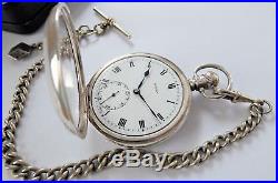 1925 Silver Cased Rolex 17 Jewelled Swiss Lever Pocket Watch In Working Order