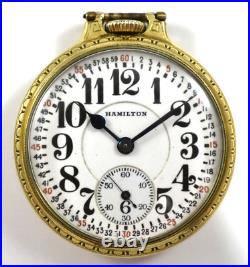 1926 Hamilton RR Grade 992 16s 21J OF Pocket Watch withBOC 14KGGF Case lot. F
