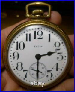 1931 Elgin Pocket Watch Grade 291 Model 7 7j 16s GF Case