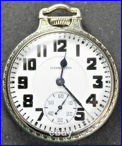1938 Hamilton Grade 992E 16s 21j Railroad LS Pocket Watch with 14k GF Case Runs
