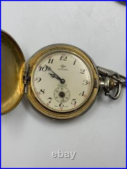 1940's Vintage Jovial Pocket Watch Full Hunter Gold Plated Art Deco Swiss Men 45