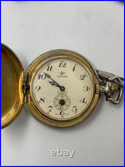 1940's Vintage Jovial Pocket Watch Full Hunter Gold Plated Art Deco Swiss Men 45