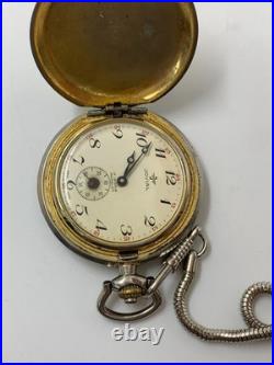 1940's Vintage Jovial Pocket Watch Full Hunter Gold Plated Art Deco Swiss Men 45