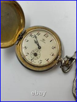 1940's Vintage Jovial Pocket Watch Full Hunter Gold Plated Art Deco Swiss Men 45