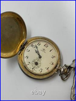 1940's Vintage Jovial Pocket Watch Full Hunter Gold Plated Art Deco Swiss Men 45