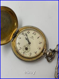 1940's Vintage Jovial Pocket Watch Full Hunter Gold Plated Art Deco Swiss Men 45