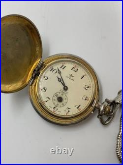 1940's Vintage Jovial Pocket Watch Full Hunter Gold Plated Art Deco Swiss Men 45