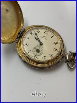 1940's Vintage Jovial Pocket Watch Full Hunter Gold Plated Art Deco Swiss Men 45