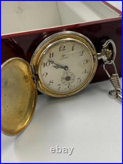 1940's Vintage Jovial Pocket Watch Full Hunter Gold Plated Art Deco Swiss Men 45