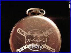 1940s 16S Ingersoll Baseball Babe Ruth Theme Dial & Case Runs Well