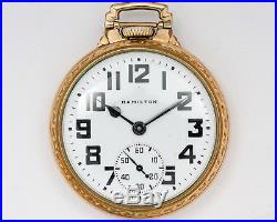 1943 Hamilton 16s 21jewel Adj. 992B Pocket Watch with Bar over Crown Case