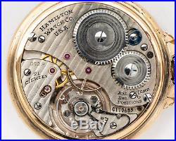 1943 Hamilton 16s 21jewel Adj. 992B Pocket Watch with Bar over Crown Case