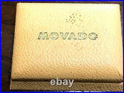 1950s Silver Movado'Ermeto' Travelling Watch in Sliding Brown Crocodile Case