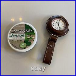 1990's Swiss Army Pocket Watch WithLeather Clip On Case NEW BATTERY -NEVER USED