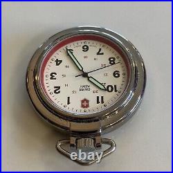 1990's Swiss Army Pocket Watch WithLeather Clip On Case NEW BATTERY -NEVER USED