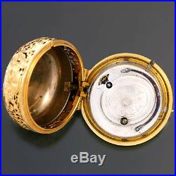 20k Gold 7-1/2 Minute Repeater Boy London Pocket Watch Ca1730s Repoussee Case