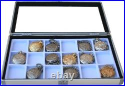 2 Pocket 18 Watch Show Case Display Antique Jewelry Supply box pocket watches