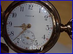 354 Elgin 15 Jewel Wind Hunter Pocket Watch 20 Yr GF Case 0s runs 5 Diamond Rose