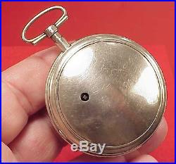 58MM OUTER HORN PAIR CASE LAMY A PARIS Verge Fusee Silver Pocket Watch