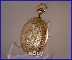 97 YEARS OLD ELGIN 14k GOLD FILLED HUNTER CASE GREAT LOOKING POCKET WATCH