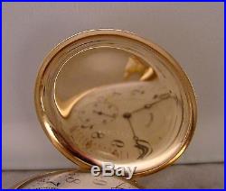 98 YEARS OLD ILLINOIS WOLVERINE 14k GOLD FILLED HUNTER CASE 16s POCKET WATCH
